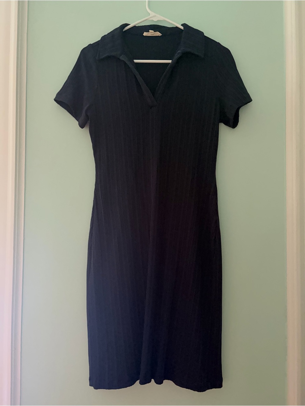 Madewell Navy Short-Sleeve Collared Midi Dress